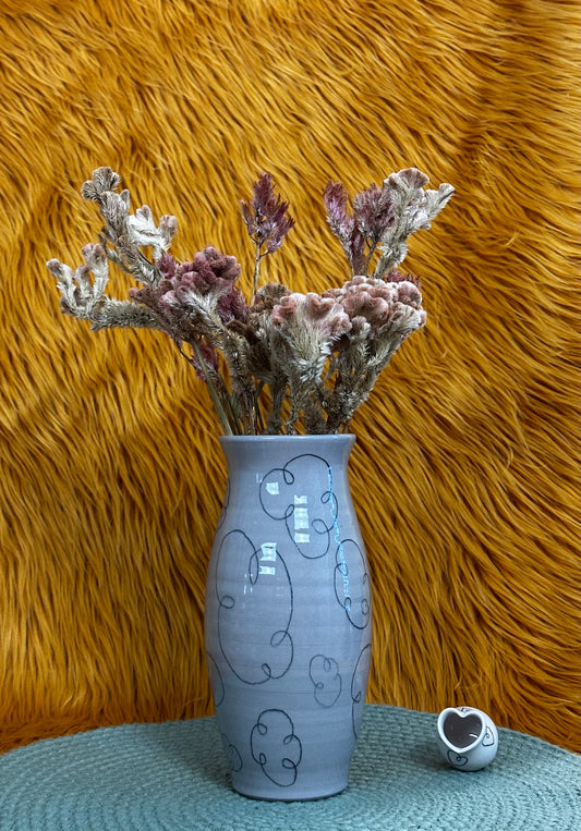 Flower Vase, Cayuga Gray with Clouds