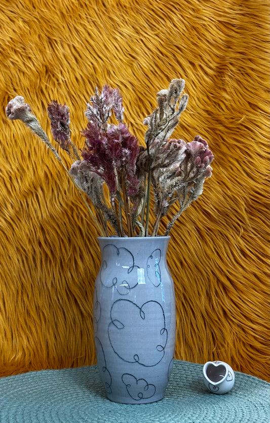 Flower Vase, Cayuga Gray with Clouds