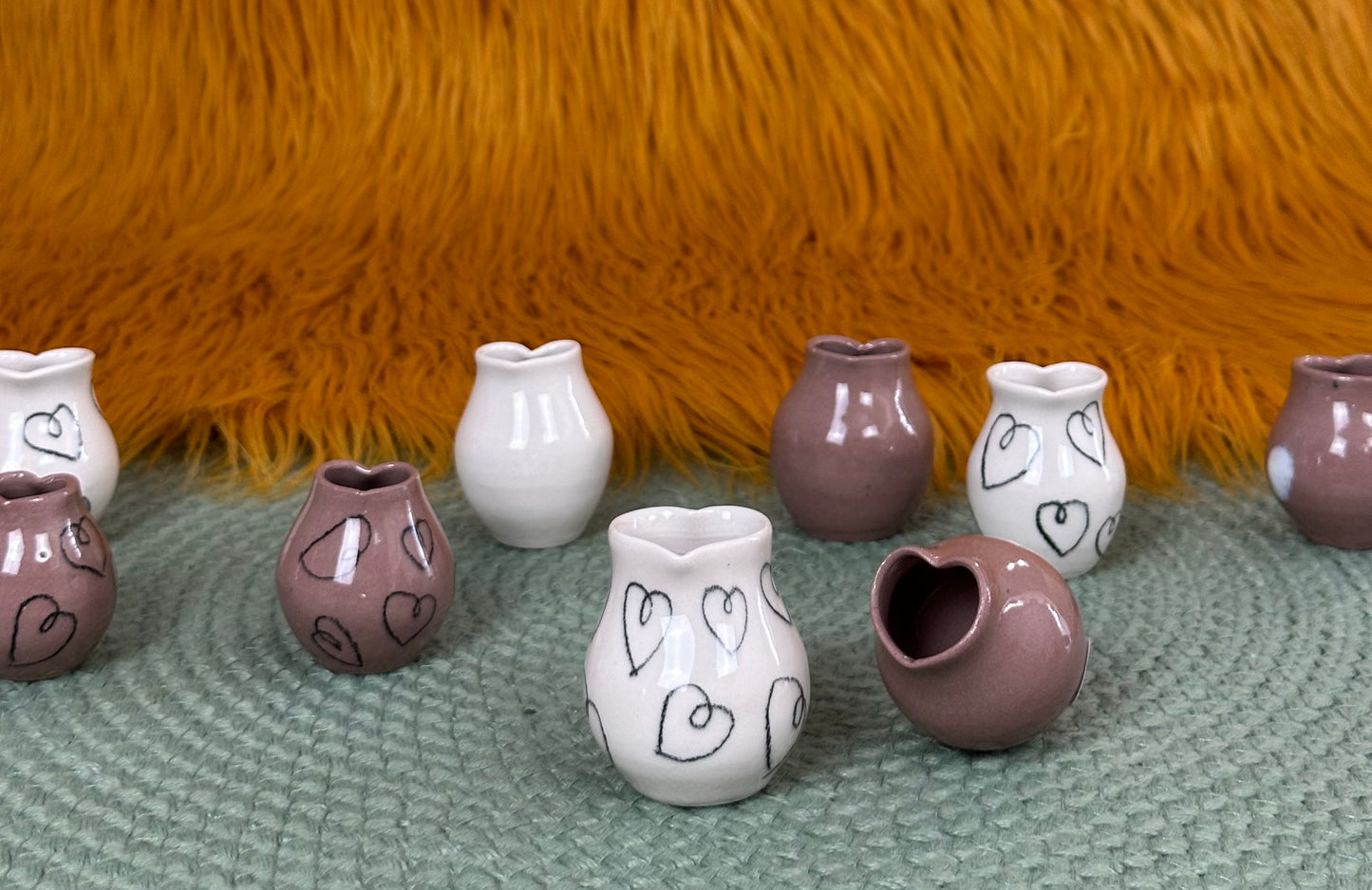 Sweetheart Bud Vase: White Hearts