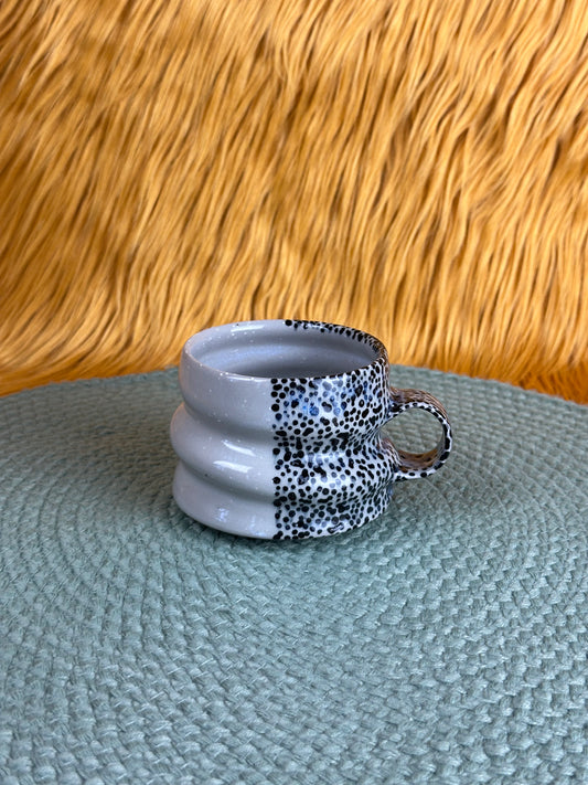 Spiral Short Mug, Cayuga Grey with 50/50 Dots